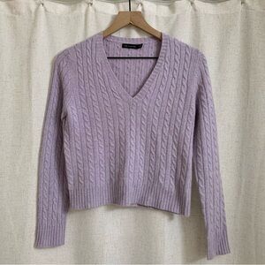 The Limited Lambswool Angora Cashmere Cropped lavender Cable Knit Sweater Small